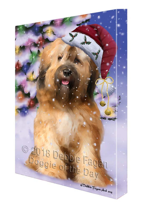 Winterland Wonderland Tibetan Terrier Dog In Christmas Holiday Scenic Background Canvas Print Wall Art Décor CVS121589