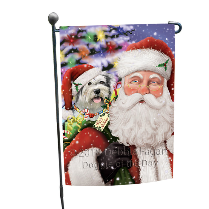 Santa Carrying Tibetan Terrier Dog and Christmas Presents Garden Flag GFLG54086