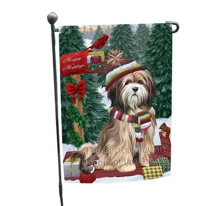 Merry Christmas Woodland Sled Tibetan Terrier Dog Garden Flag GFLG55346