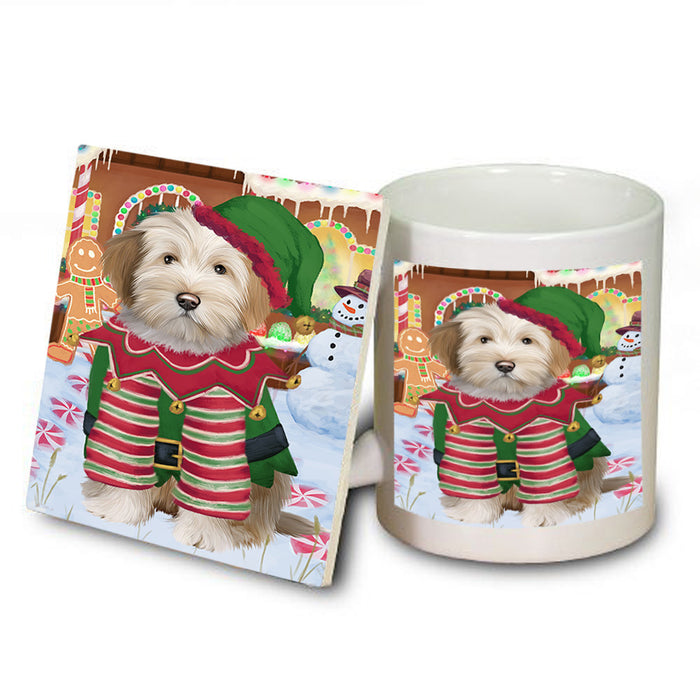 Christmas Gingerbread House Candyfest Tibetan Terrier Dog Mug and Coaster Set MUC56564