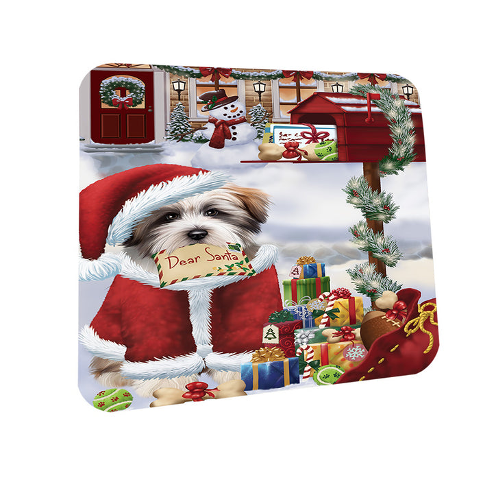 Tibetan Terrier Dog Dear Santa Letter Christmas Holiday Mailbox Coasters Set of 4 CST53892