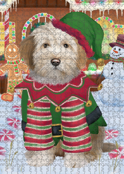 Christmas Gingerbread House Candyfest Tibetan Terrier Dog Puzzle with Photo Tin PUZL94488