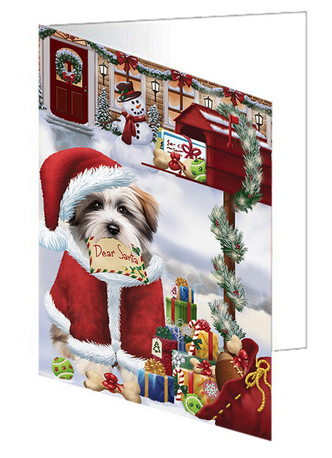 Tibetan Terrier Dog Dear Santa Letter Christmas Holiday Mailbox Handmade Artwork Assorted Pets Greeting Cards and Note Cards with Envelopes for All Occasions and Holiday Seasons GCD65831