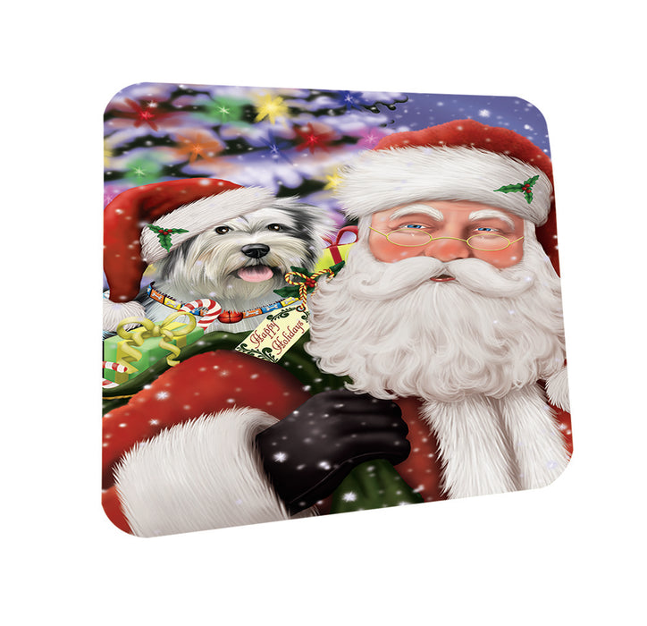 Santa Carrying Tibetan Terrier Dog and Christmas Presents Coasters Set of 4 CST53982