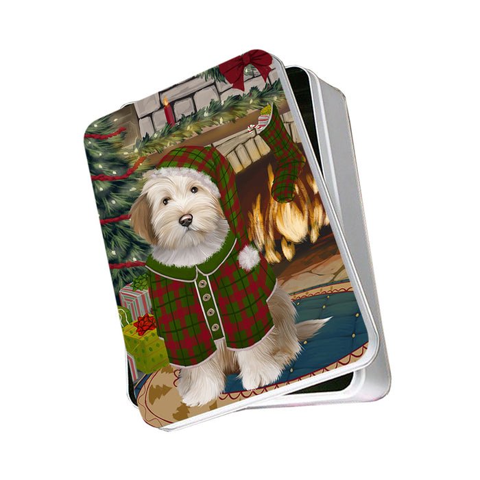 The Stocking was Hung Tibetan Terrier Dog Photo Storage Tin PITN55577