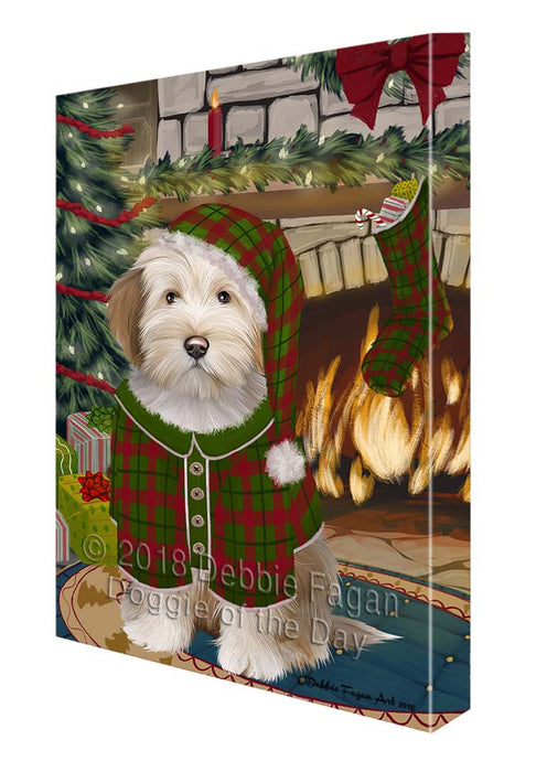 The Stocking was Hung Tibetan Terrier Dog Canvas Print Wall Art Décor CVS120635