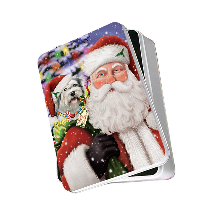 Santa Carrying Tibetan Terrier Dog and Christmas Presents Photo Storage Tin PITN53967