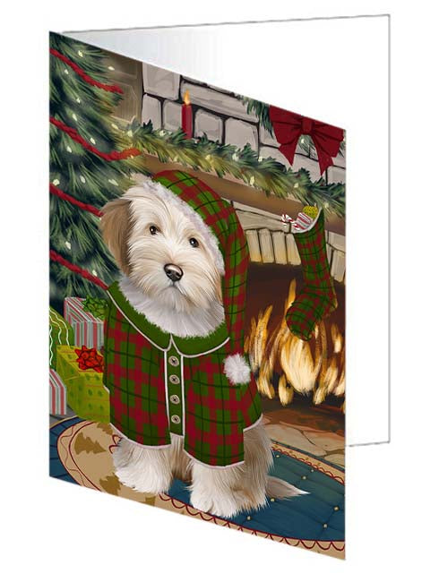 The Stocking was Hung Tibetan Terrier Dog Handmade Artwork Assorted Pets Greeting Cards and Note Cards with Envelopes for All Occasions and Holiday Seasons GCD71417