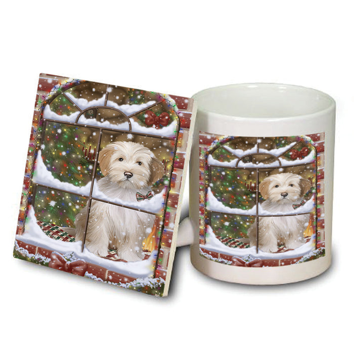 Please Come Home For Christmas Tibetan Terrier Dog Sitting In Window Mug and Coaster Set MUC53942