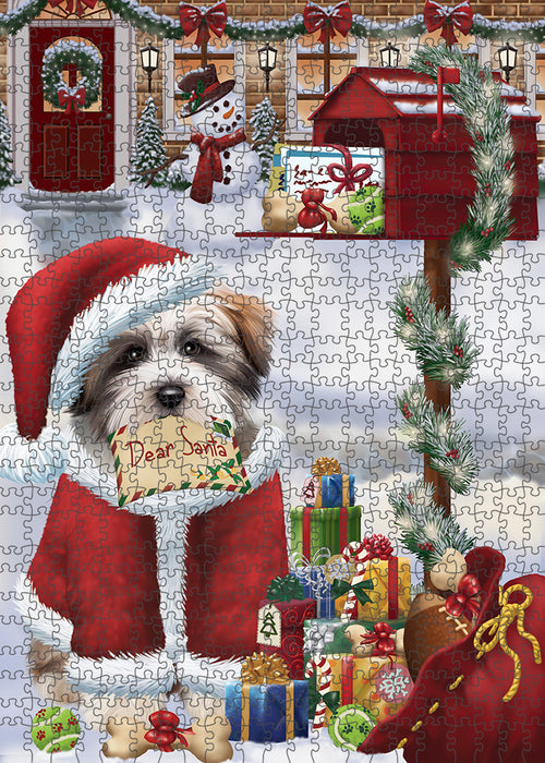 Tibetan Terrier Dog Dear Santa Letter Christmas Holiday Mailbox Puzzle with Photo Tin PUZL82892