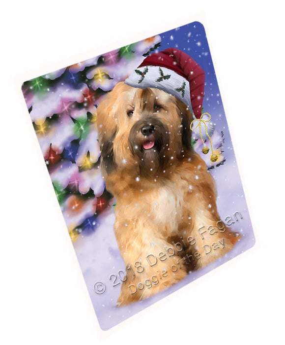 Winterland Wonderland Tibetan Terrier Dog In Christmas Holiday Scenic Background Magnet MAG72357 (Small 5.5" x 4.25")