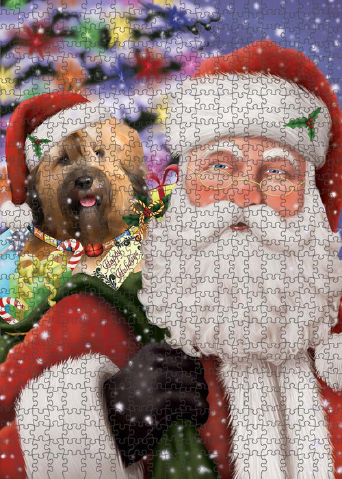 Santa Carrying Tibetan Terrier Dog and Christmas Presents Puzzle with Photo Tin PUZL90376