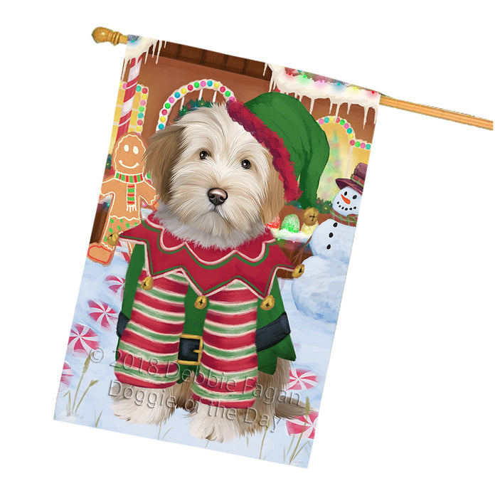 Christmas Gingerbread House Candyfest Tibetan Terrier Dog House Flag FLG57256