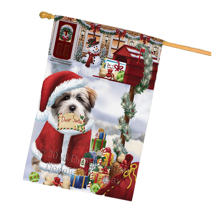 Tibetan Terrier Dog Dear Santa Letter Christmas Holiday Mailbox House Flag FLG54132