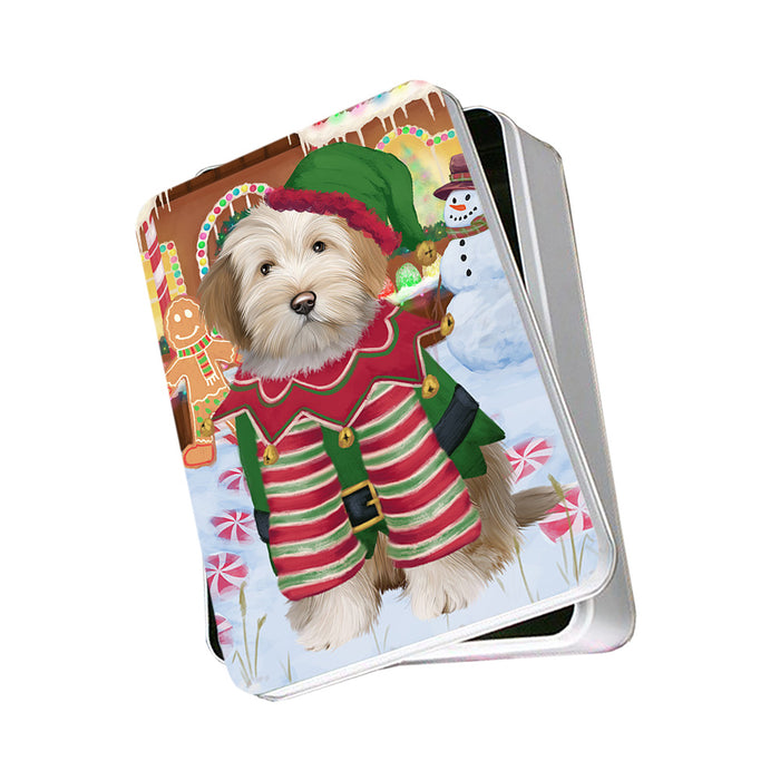 Christmas Gingerbread House Candyfest Tibetan Terrier Dog Photo Storage Tin PITN56515