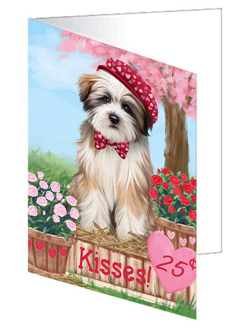 Rosie 25 Cent Kisses Tibetan Terrier Dog Handmade Artwork Assorted Pets Greeting Cards and Note Cards with Envelopes for All Occasions and Holiday Seasons GCD73256