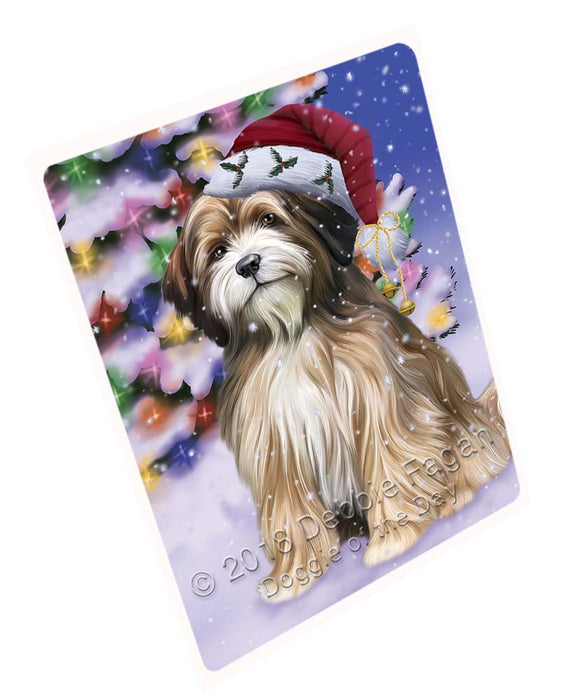 Winterland Wonderland Tibetan Terrier Dog In Christmas Holiday Scenic Background Cutting Board C72360