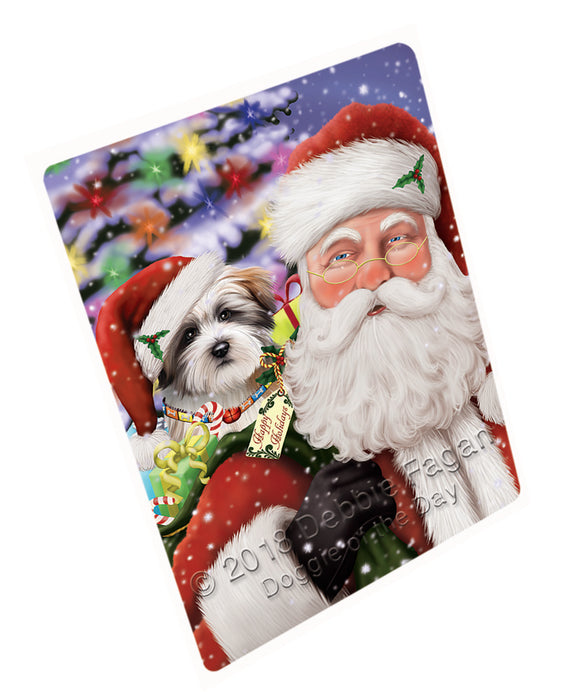Santa Carrying Tibetan Terrier Dog and Christmas Presents Blanket BLNKT103566