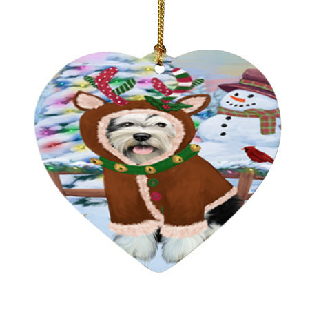 Christmas Gingerbread House Candyfest Tibetan Terrier Dog Heart Christmas Ornament HPOR56929