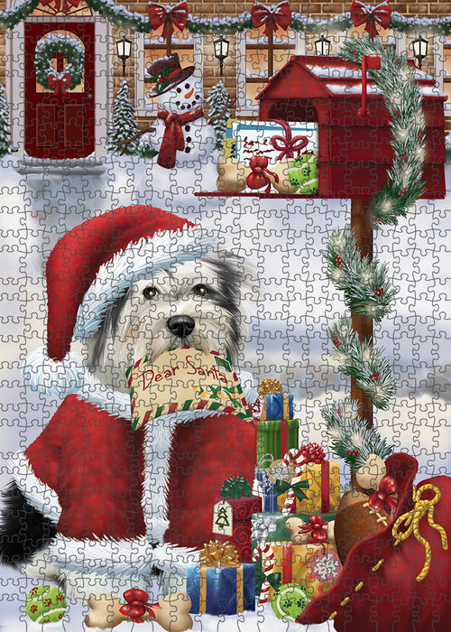 Tibetan Terrier Dog Dear Santa Letter Christmas Holiday Mailbox Puzzle with Photo Tin PUZL82896