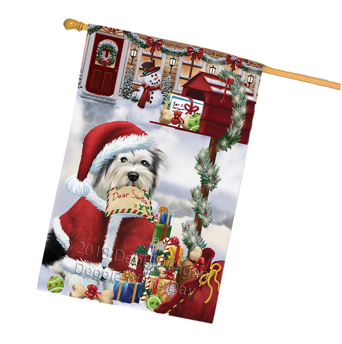 Tibetan Terrier Dog Dear Santa Letter Christmas Holiday Mailbox House Flag FLG54133