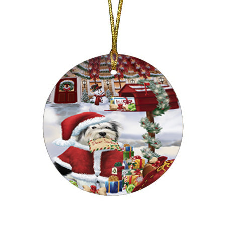 Tibetan Terrier Dog Dear Santa Letter Christmas Holiday Mailbox Round Flat Christmas Ornament RFPOR53926