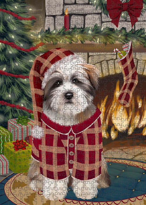The Stocking was Hung Tibetan Terrier Dog Puzzle with Photo Tin PUZL90744