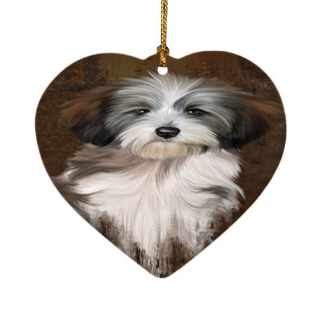 Rustic Tibetan Terrier Dog Heart Christmas Ornament HPOR54490