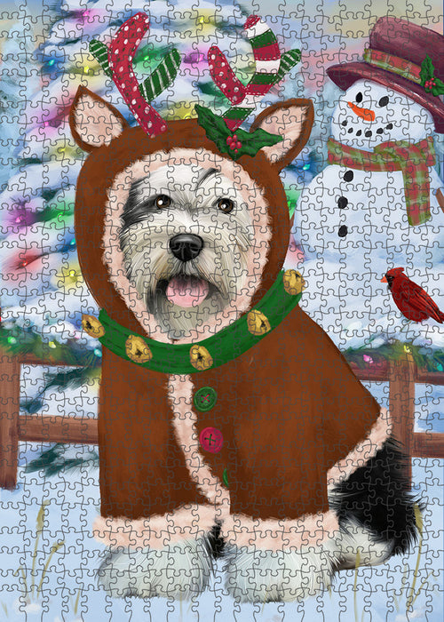 Christmas Gingerbread House Candyfest Tibetan Terrier Dog Puzzle with Photo Tin PUZL94492