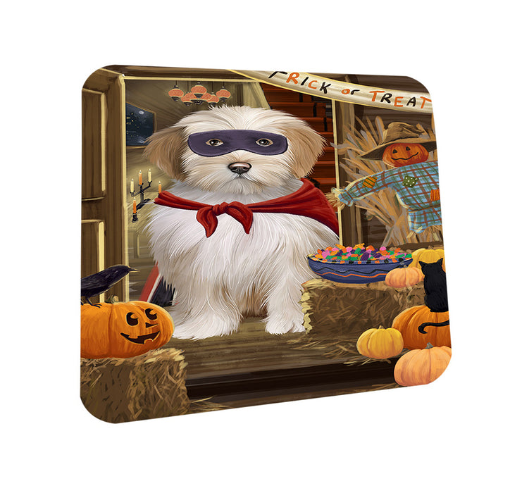 Enter at Own Risk Trick or Treat Halloween Tibetan Terrier Dog Coasters Set of 4 CST53268