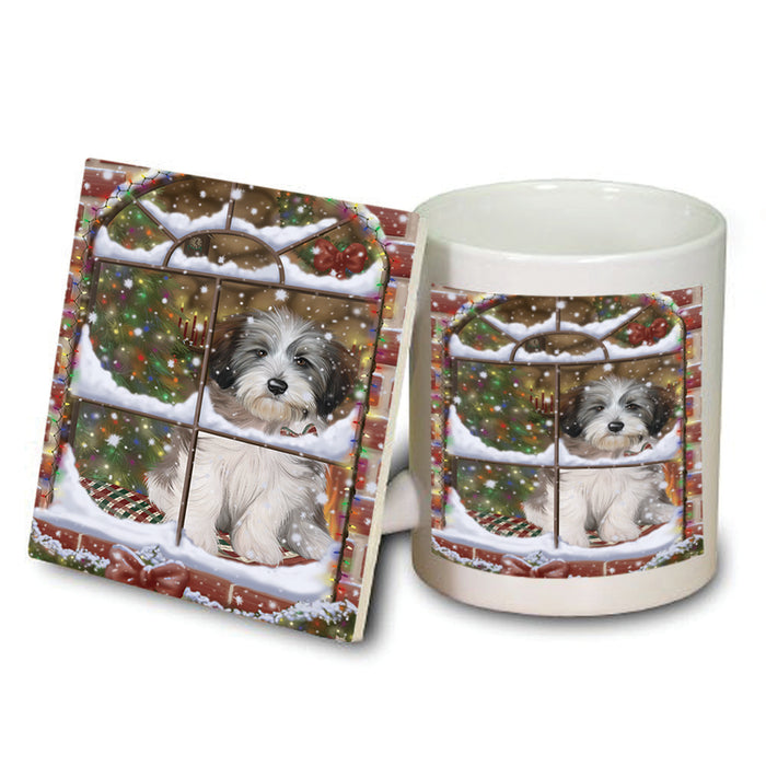 Please Come Home For Christmas Tibetan Terrier Dog Sitting In Window Mug and Coaster Set MUC53943