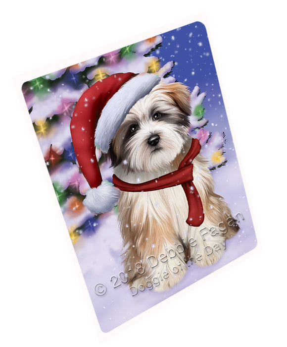 Winterland Wonderland Tibetan Terrier Dog In Christmas Holiday Scenic Background  Cutting Board C64725