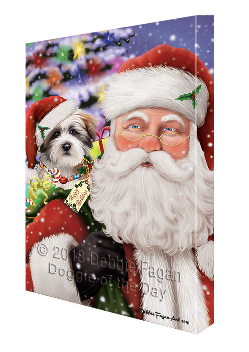 Santa Carrying Tibetan Terrier Dog and Christmas Presents Canvas Print Wall Art Décor CVS104075
