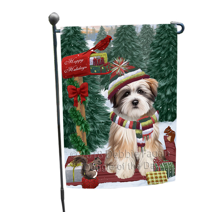 Merry Christmas Woodland Sled Tibetan Terrier Dog Garden Flag GFLG55347