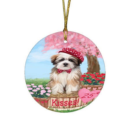 Rosie 25 Cent Kisses Tibetan Terrier Dog Round Flat Christmas Ornament RFPOR56603