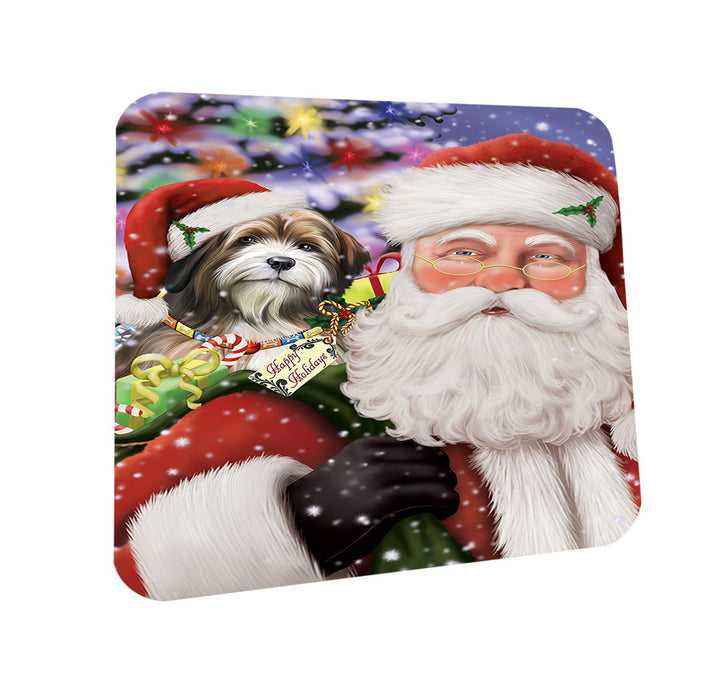 Santa Carrying Tibetan Terrier Dog and Christmas Presents Coasters Set of 4 CST55502