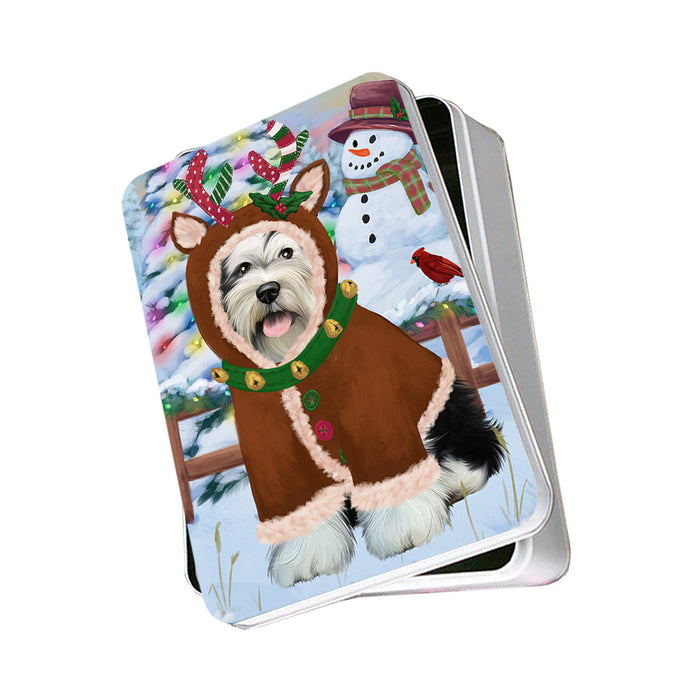 Christmas Gingerbread House Candyfest Tibetan Terrier Dog Photo Storage Tin PITN56516