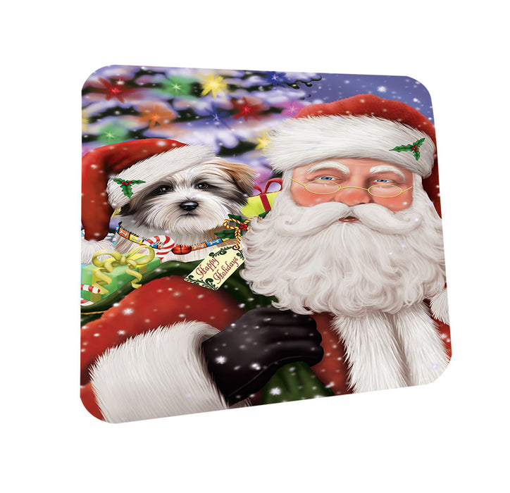 Santa Carrying Tibetan Terrier Dog and Christmas Presents Coasters Set of 4 CST53983