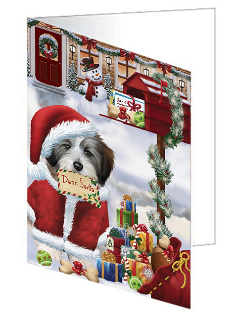 Tibetan Terrier Dog Dear Santa Letter Christmas Holiday Mailbox Handmade Artwork Assorted Pets Greeting Cards and Note Cards with Envelopes for All Occasions and Holiday Seasons GCD65837