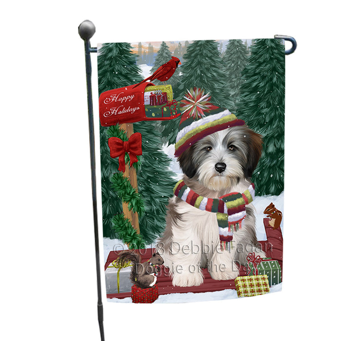 Merry Christmas Woodland Sled Tibetan Terrier Dog Garden Flag GFLG55348