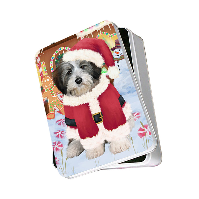 Christmas Gingerbread House Candyfest Tibetan Terrier Dog Photo Storage Tin PITN56517