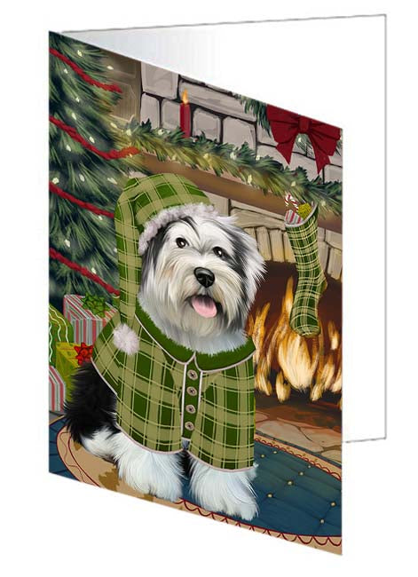 The Stocking was Hung Tibetan Terrier Dog Handmade Artwork Assorted Pets Greeting Cards and Note Cards with Envelopes for All Occasions and Holiday Seasons GCD71423