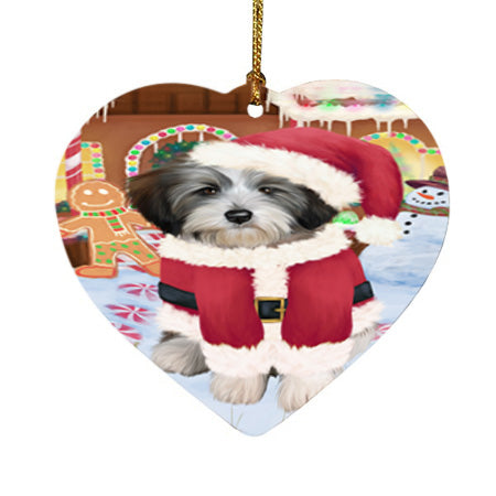 Christmas Gingerbread House Candyfest Tibetan Terrier Dog Heart Christmas Ornament HPOR56930