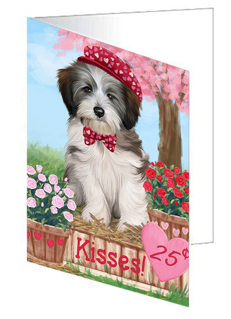 Rosie 25 Cent Kisses Tibetan Terrier Dog Handmade Artwork Assorted Pets Greeting Cards and Note Cards with Envelopes for All Occasions and Holiday Seasons GCD73259