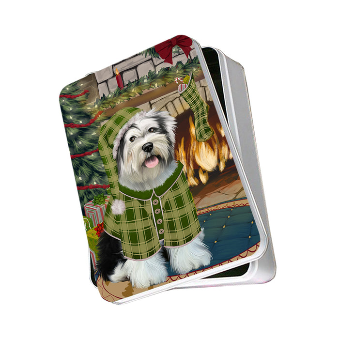 The Stocking was Hung Tibetan Terrier Dog Photo Storage Tin PITN55579