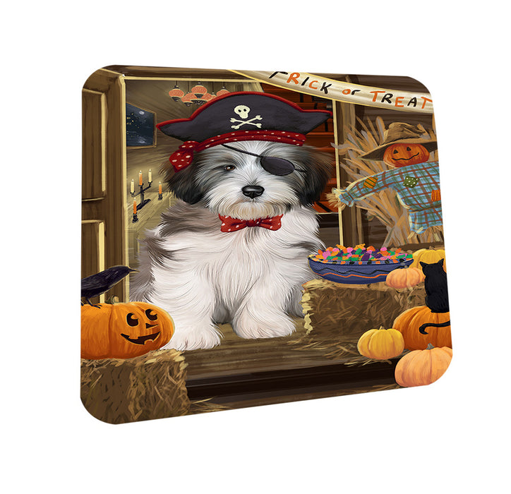 Enter at Own Risk Trick or Treat Halloween Tibetan Terrier Dog Coasters Set of 4 CST53269