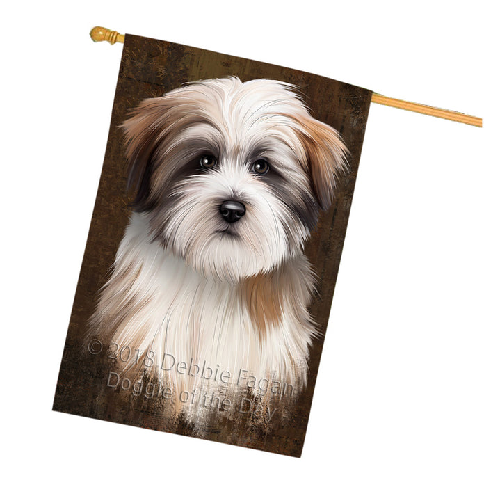 Rustic Tibetan Terrier Dog House Flag FLG54689