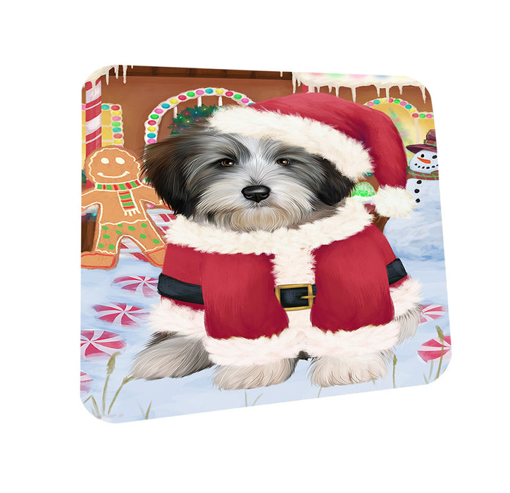 Christmas Gingerbread House Candyfest Tibetan Terrier Dog Coasters Set of 4 CST56532