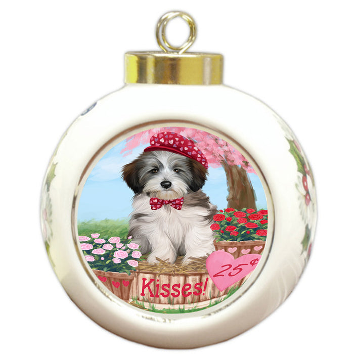 Rosie 25 Cent Kisses Tibetan Terrier Dog Round Ball Christmas Ornament RBPOR56604