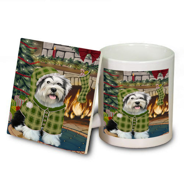 The Stocking was Hung Tibetan Terrier Dog Mug and Coaster Set MUC55628